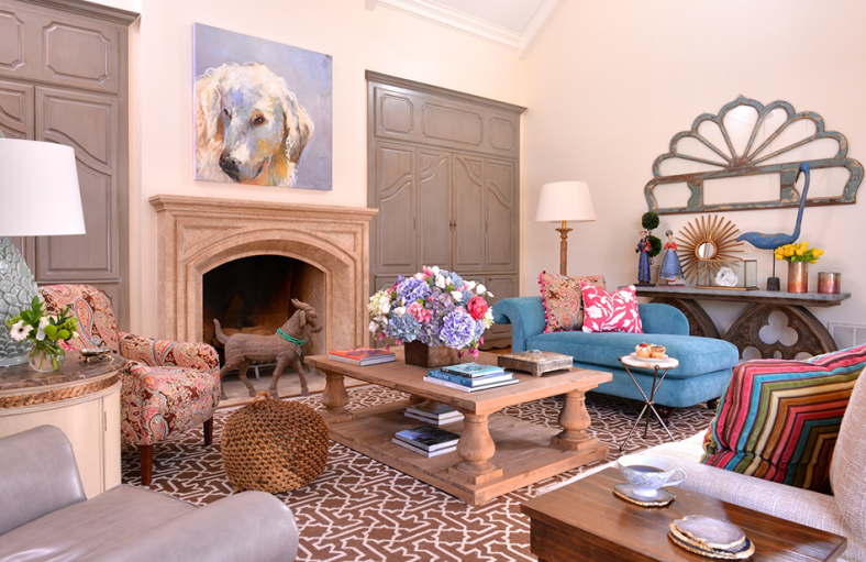 Color layers on color with this Kim Armstrong space at www.kimarmstronginteriordesign.com